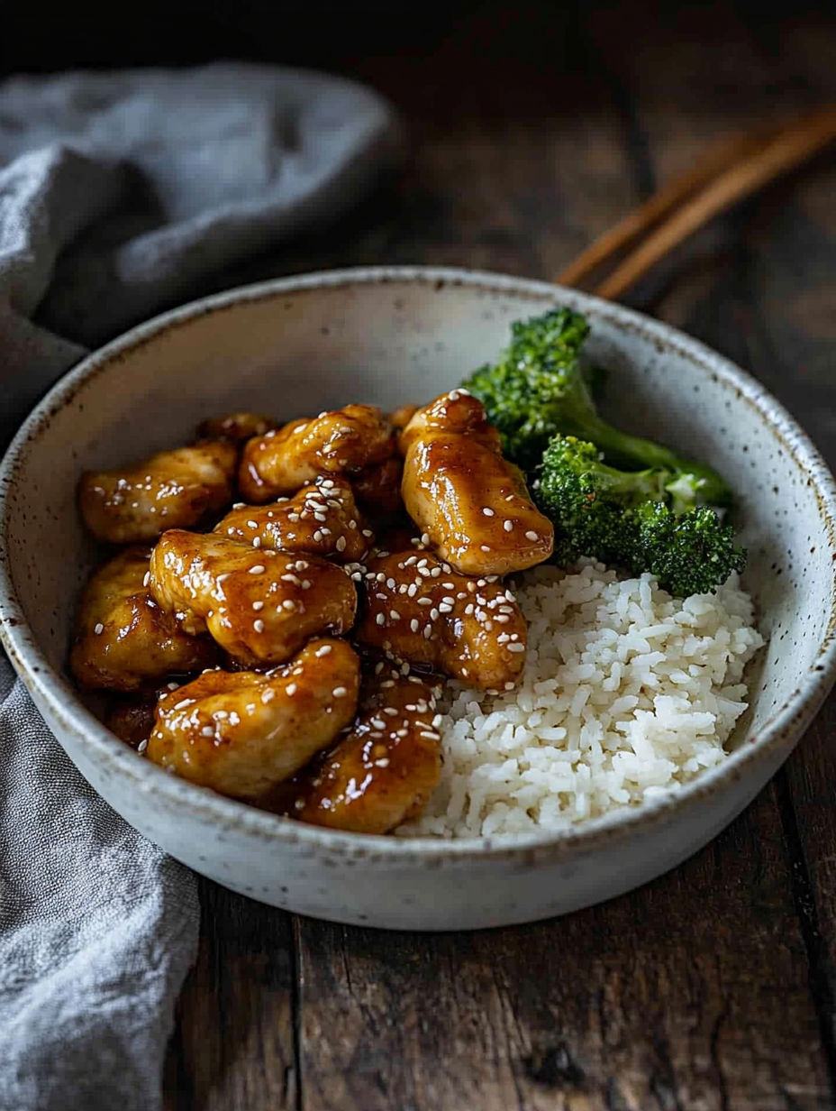A bowl of chicken and broccoli.