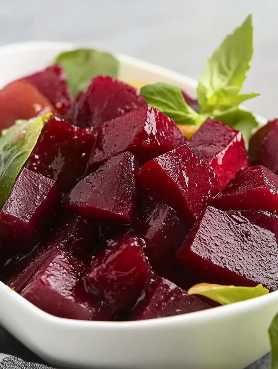 A bowl of red meat with green leaves on top.
