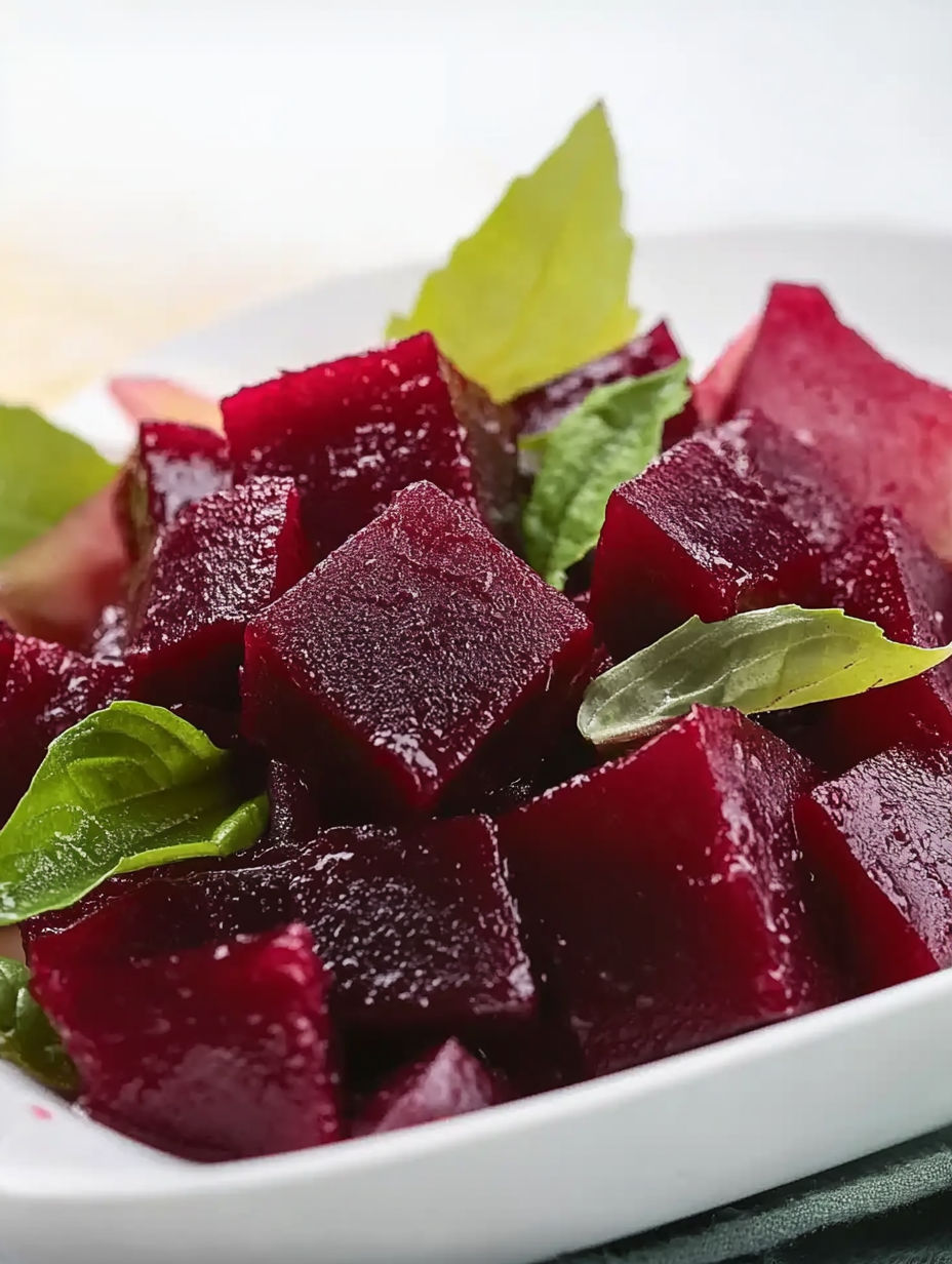 A bowl of red meat with green leaves on top.