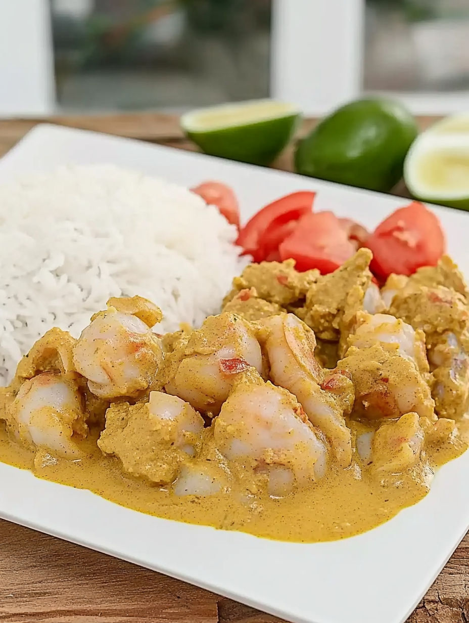 A plate of food with rice, tomatoes, limes, and shrimp.