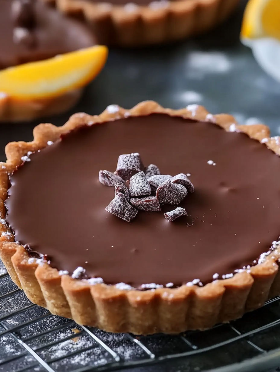 A chocolate dessert on a plate.