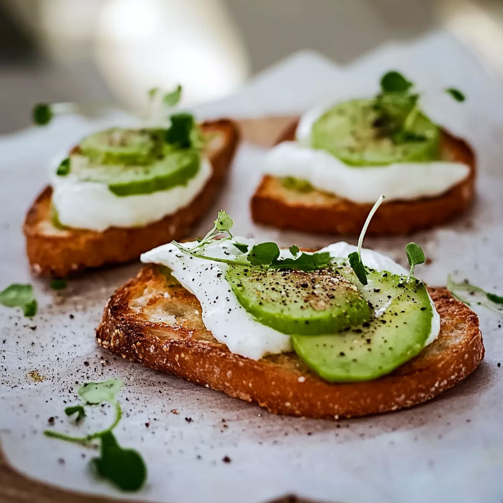 Toasts with avocado and cheese.