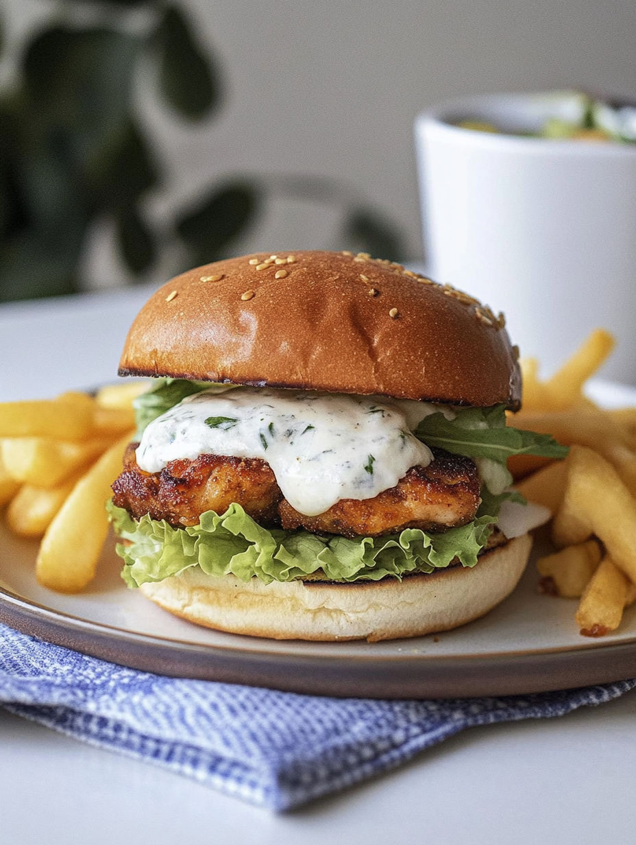 A sandwich with lettuce, tomato, and mayonnaise on a bun.