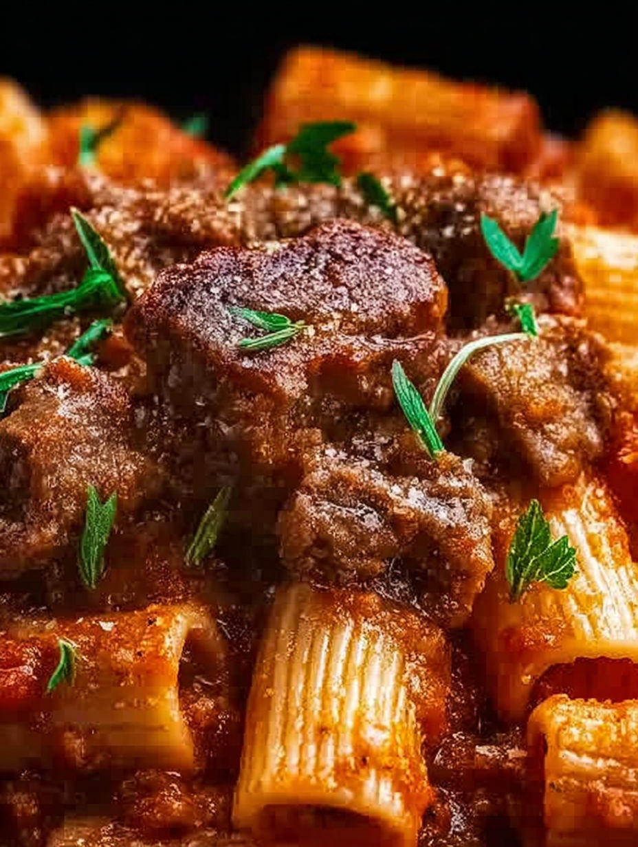 A close up of a plate of pasta with meat sauce.