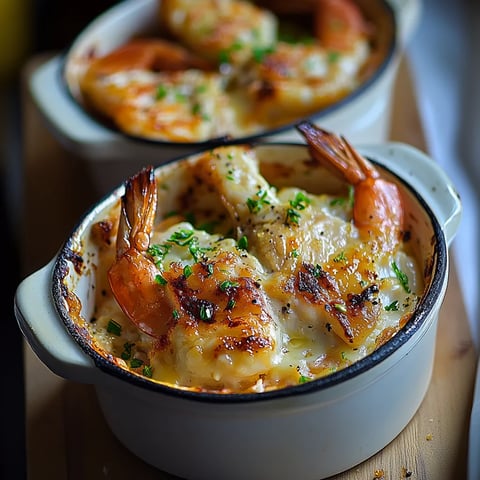 Délicieuses cassolettes Saint-Jacques crevettes moelleuses