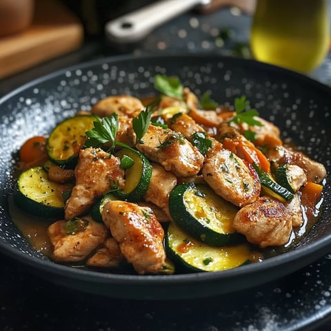 Poulet et Courgettes Sautés Sauce Soja