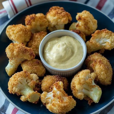 Chou-fleur croustillant doré avec un dip au curry