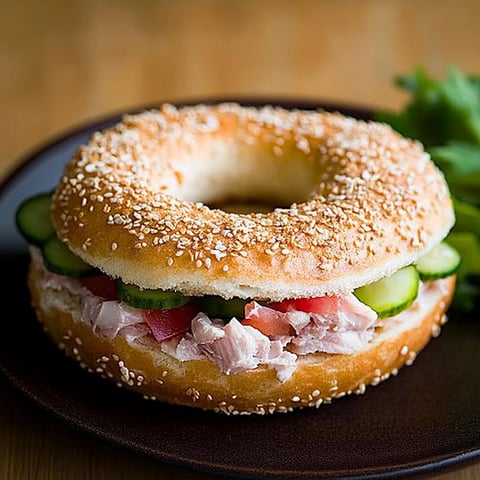 Bagel au thon et fromage frais à l'ail