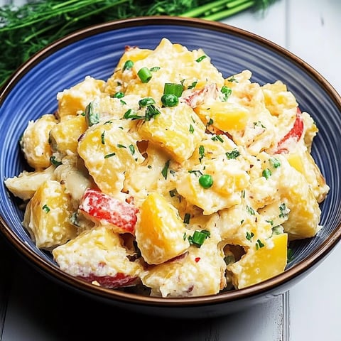 Un saladier rempli d'une délicieuse salade de pommes de terre avec des légumes frais.