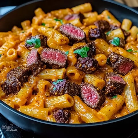 Une casserole de macaroni et de viande rouge dans un bol.