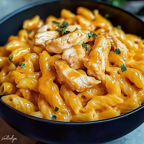 Un bol de macaroni et chicken.