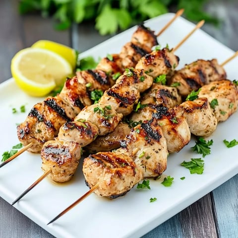 Brochettes de poulet à l'ail et parmesan