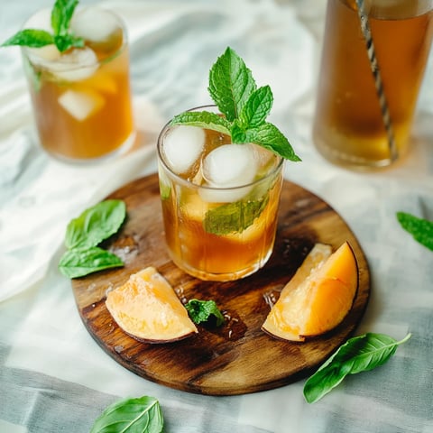 Ice tea à la pêche et à la menthe