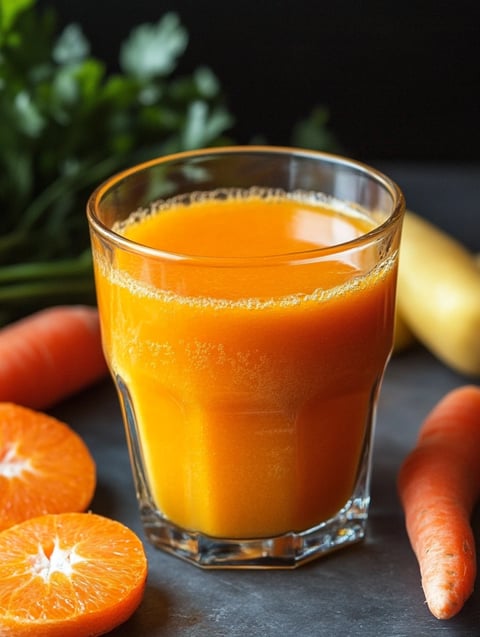 Jus de pommes, carottes, orange et gingembre