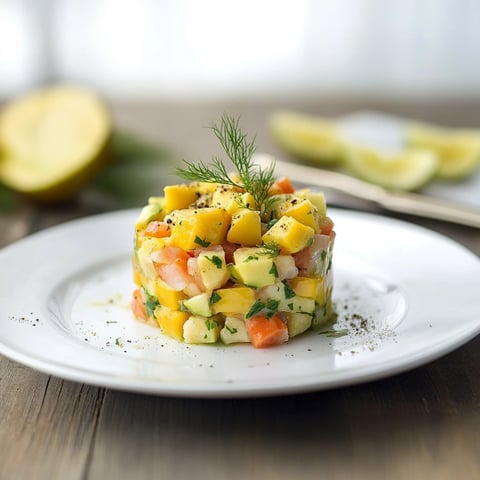 Tartare de crevettes, avocat et mangue