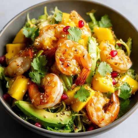 Salade aux crevettes, mangue et avocat