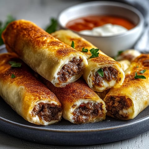 Des cigares croustillants garnis de viande et fromage.