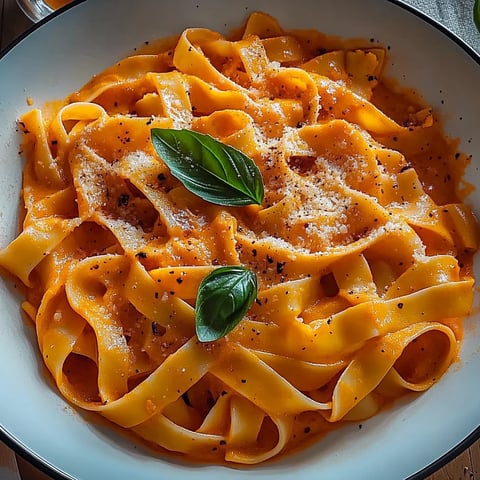Une assiette de tagliatelles à la sauce tomate.