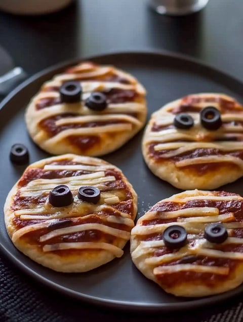 Pizza momie Halloween.