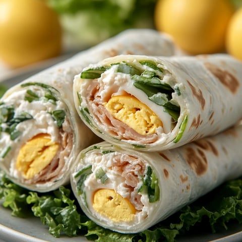 Des wraps au thon, concombre et fromage sur une plaque de verre.