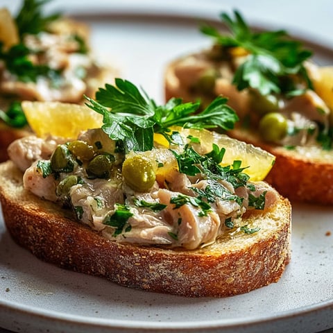 Des tranches de pain grillé avec des légumes verts et des tranches de citron.