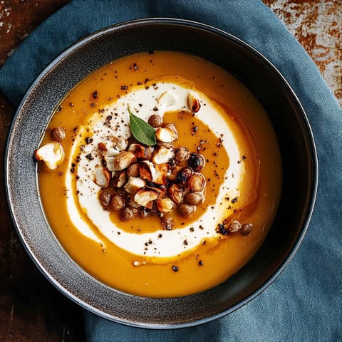 Une assiette de potimarron et de noisettes.