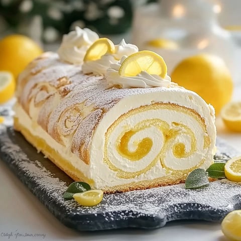 A cake with a yellow and white swirl on it.