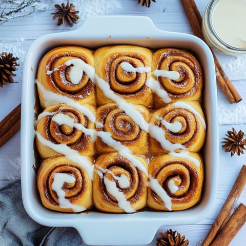 A plate of cinnamon rolls with white icing.