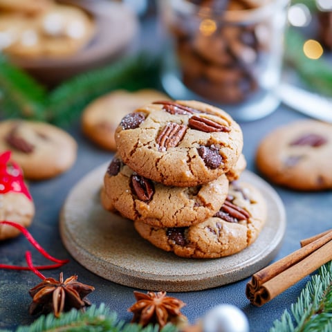 A stack of cookies with pecans and cinnamon.