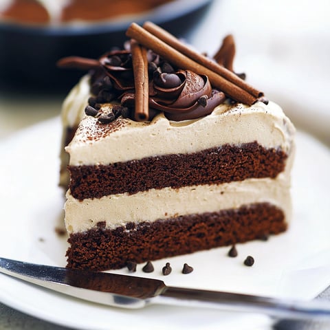 A slice of chocolate cake with cinnamon on top.