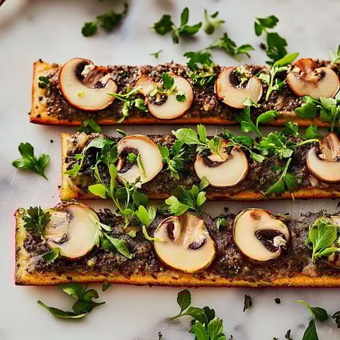 A plate of food with mushrooms and greens.
