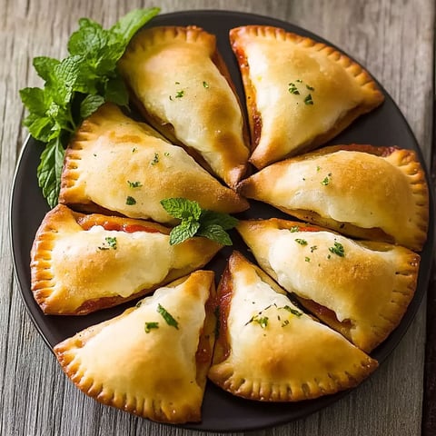 A plate of chaussons feuilletés tomate-mozzarella.