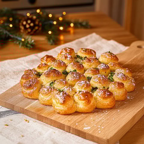A plate of gougères de Noël.