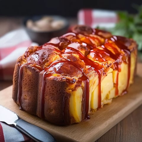 A cake with caramel sauce on it.