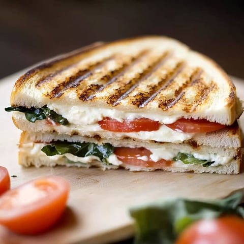 A sandwich with tomatoes and cheese.