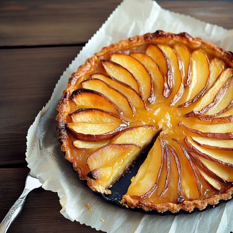 A slice of tarte aux pommes facile à l'ancienne.