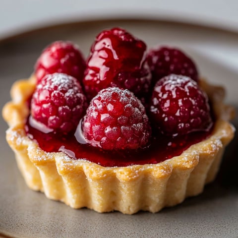 A small pastry with raspberries on top.
