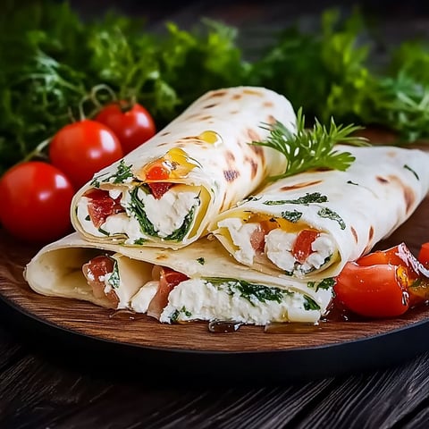 A plate of food with a wrap and tomatoes.