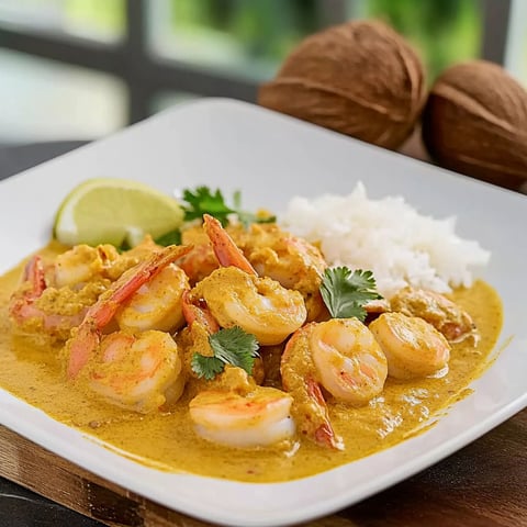 A plate of shrimp in a creamy sauce.