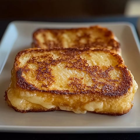 Two pieces of French toast on a plate.